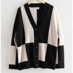 Oversized Color Block Cardigan